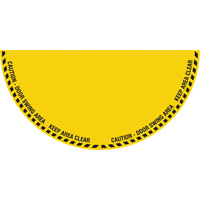 Signalisation au sol ?Caution? (attention) pour porte battante en demi-cercle, Adh&eacute;sif, Anglais avec pictogramme Cantin et fils