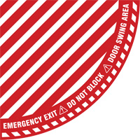 Signalisation au sol ?Emergency Exit? (sortie de secours) pour porte battante en quart de cercle, Adh&eacute;sif, Anglais avec pictogramme Cantin et fils