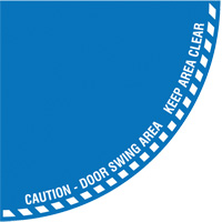 Signalisation au sol ?Caution? (attention) pour porte battante en quart de cercle, Adh&eacute;sif, Anglais avec pictogramme Cantin et fils