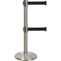 Dual Belt Crowd Control Barrier, Steel, 35" H, Black Tape, 7' Tape Length Cantin et fils
