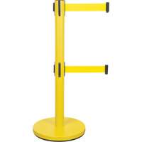Dual Belt Crowd Control Barrier, Steel, 35" H, Yellow Tape, 7' Tape Length Cantin et fils