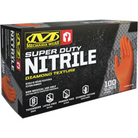 Super Duty Disposable Gloves, 9/Medium, Nitrile, 8-mil, Powder-Free, Orange Cantin et fils
