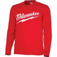 Heavy-Duty Long-Sleeved T-Shirt with Milwaukee&reg; Logo, Men's, Small, Red Cantin et fils