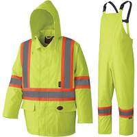 5609 210D Waterproof Rain Suit, Polyester/PVC, X-Small, High Visibility Lime-Yellow Cantin et fils