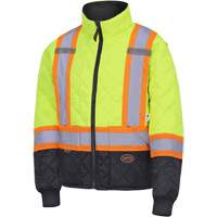 5016 Manteau matelass&eacute; pour cong&eacute;lateur, Polyester, Noir/Jaune lime haute visibilit&eacute;, T-petit Cantin et fils