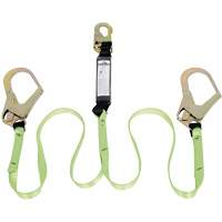 SA-54022-6 Shock Absorbing Lanyard, 6', Rebar Hook Center, Snap Hook Leg Ends, Polyester Cantin et fils