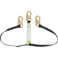 SA-64000-6 Shock Absorbing Lanyard, 6', Snap Hook Center, Snap Hook Leg Ends, Polyester Cantin et fils