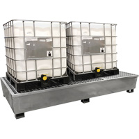 Ultra-Twin IBC Spill Pallet en acier, Capacit&eacute; de d&eacute;versement 370 gal. US, 103,8" x 26,8" x 51,1" Cantin et fils