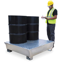 Ultra-Spill Pallet en acier, 4 barils, Capacit&eacute; de d&eacute;versement 68 gal. US, 49,1" x 47,1" x 10,9" Cantin et fils