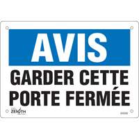 Enseigne  Porte ferm&eacute;e , 7" x 10", Vinyle, Français Cantin et fils