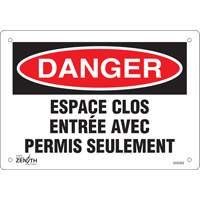 Enseigne  Espace clos , 7" x 10", Plastique, Français Cantin et fils