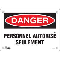 Enseigne  Personnel autoris&eacute; seulement , 7" x 10", Plastique, Français Cantin et fils