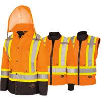 5020BBW Manteau 7 en 1 imperm&eacute;able pour femmes avec capuchon, Polyester/Polyur&eacute;thane, Orange haute visibilit&eacute;, T-petit Cantin et fils