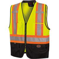 6895 Veste de s&eacute;curit&eacute; haute visibilit&eacute; bicolore avec fermeture &agrave; glissi&egrave;re sur tout le devant, Noir/Jaune lime haute visibilit&eacute;, 2T-Grand/3T-Grand, Polyester Cantin et fils