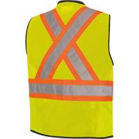 6895 Veste de s&eacute;curit&eacute; haute visibilit&eacute; bicolore avec fermeture &agrave; glissi&egrave;re sur tout le devant, Noir/Jaune lime haute visibilit&eacute;, 2T-Grand/3T-Grand, Polyester Cantin et fils