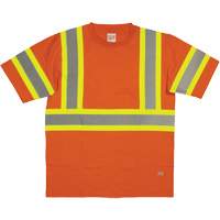 Chemise de s&eacute;curit&eacute; &agrave; manches courtes, Coton, T-petit, Orange haute visibilit&eacute; Cantin et fils