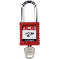 Cadenas de verrouillage Velocity, Rouge, Cl&eacute;s diff&eacute;rentes, Nylon, Largeur de 1-1/2" Cantin et fils