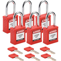 Cadenas de verrouillage Velocity, Rouge, Cl&eacute;s identiques, Nylon, Largeur de 1-1/2" Cantin et fils