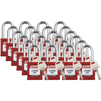Cadenas de verrouillage Velocity, Rouge, Cl&eacute;s diff&eacute;rentes, Nylon, Largeur de 1-1/2" Cantin et fils