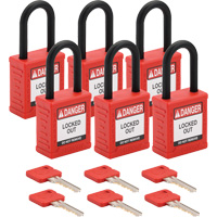 Cadenas de verrouillage Velocity, Rouge, Cl&eacute;s identiques, Nylon, Largeur de 1-1/2" Cantin et fils