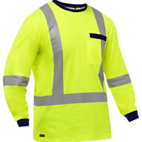 Bisley&reg; X-Back Long Sleeve Shirt, Poly-Cotton, Small, High Visibility Lime-Yellow Cantin et fils