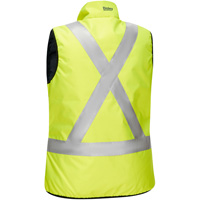 Veste bouffante, enveloppante et r&eacute;versible avec X au dos Bisley pour femmes, Jaune lime haute visibilit&eacute;, Petit, Polyester Cantin et fils