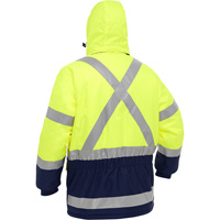 Manteau pour le froid extr&ecirc;me avec bas bleu marin et X au dos Bisley, Polyester, Jaune lime haute visibilit&eacute;, Moyen Cantin et fils