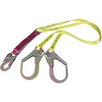 External Energy Absorber Lanyard with 2-1/4" Hooks, 6', Snap Hook Center, Snap Hook Leg Ends, Polyester Cantin et fils