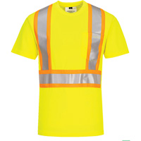Contrast-Striped Safety T-Shirt, Polyester, Small, High Visibility Lime-Yellow Cantin et fils