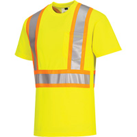 Contrast-Striped Safety T-Shirt, Polyester, Small, High Visibility Lime-Yellow Cantin et fils