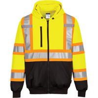 Contrast-Striped Safety Hoodie, Small, Black/High Visibility Lime-Yellow Cantin et fils