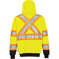 Contrast-Striped Safety Hoodie, Small, Black/High Visibility Lime-Yellow Cantin et fils