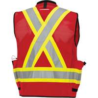 6678 High-Visibility Antimicrobial Mesh-Back Surveyor Vest, Red, Small, Polyester Cantin et fils