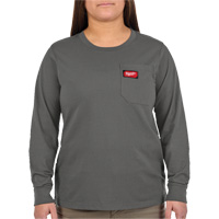 GRIDIRON Long Sleeve Pocket T-Shirt, Women's, X-Small, Grey Cantin et fils