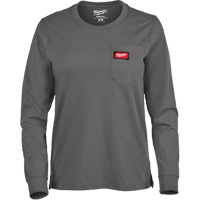 GRIDIRON Long Sleeve Pocket T-Shirt, Women's, X-Small, Grey Cantin et fils