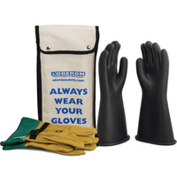 Class 1 Rubber Electrical Glove Kit, 8, 14" L, 37 cal/cm², NFPA 70E Cantin et fils