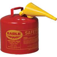 Safety Can for Flammables with Funnel, Type I, Galvanized Steel, 5 US gal., Red, FM Approved/UL/ULC Listed Cantin et fils