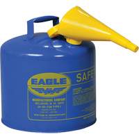 Safety Can for Kerosene with Funnel, Type I, Galvanized Steel, 5 US gal., Blue, FM Approved/UL/ULC Listed Cantin et fils