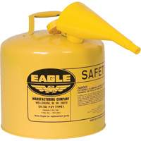 Safety Can for Diesel with Funnel, Type I, Galvanized Steel, 5 US gal., Yellow, FM Approved/UL/ULC Listed Cantin et fils