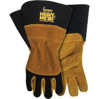 Gants en velours noir de soudage MIG/&agrave; l&eacute;lectrode enrob&eacute;e, Cuir fleur de d'&eacute;lan, Taille Petit Cantin et fils