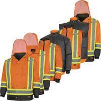 5056 Pioneer&reg; Yukon 7-in-1 Waterproof Winter Safety Parka, Polyester, Black/High Visibility Orange, X-Small Cantin et fils