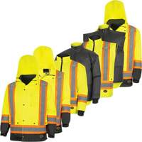 5057 Pioneer&reg; Yukon 7-in-1 Waterproof Winter Safety Parka, Polyester, Black/High Visibility Lime-Yellow, X-Small Cantin et fils