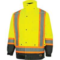 5057 Pioneer&reg; Yukon 7-in-1 Waterproof Winter Safety Parka, Polyester, Black/High Visibility Lime-Yellow, X-Small Cantin et fils