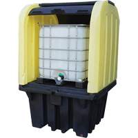 Palette anti-d&eacute;versement jaune &agrave; couvercle rigide roulant, 65" lo x 65" la x 101" h, Capacit&eacute; de charge 5000 lb Cantin et fils