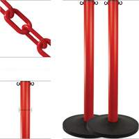 Industrial Stanchion Kit with Plastic Chain, 37" High, Red Cantin et fils