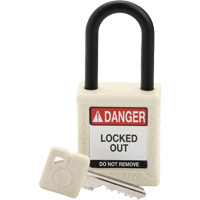 Cadenas de verrouillage de s&eacute;curit&eacute; Velocity, Blanc, Cl&eacute;s diff&eacute;rentes, Nylon, Largeur de 1-1/2" Cantin et fils