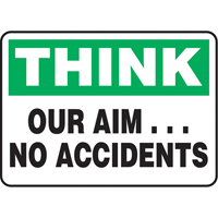 Enseigne  Our Aim… No Accidents , 7" x 10", Aluminium, Anglais Cantin et fils