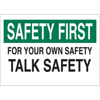 Enseigne  Talk Safety , 10" x 14", Aluminium, Anglais Cantin et fils