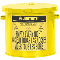 Oily Waste Cans, FM Approved/UL Listed, 2 US gal., Yellow Cantin et fils