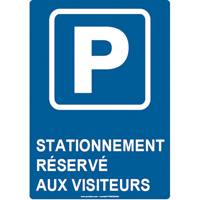 Panneau de stationnement r&eacute;serv&eacute;, 14" x 10", Aluminium, Français avec pictogramme Cantin et fils